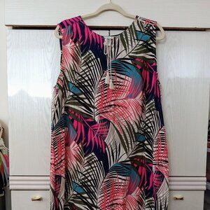 Time and Tru Women's 100% Rayon Tropical Print Tassel Tie Hi-Low Dress 3XL (22)
